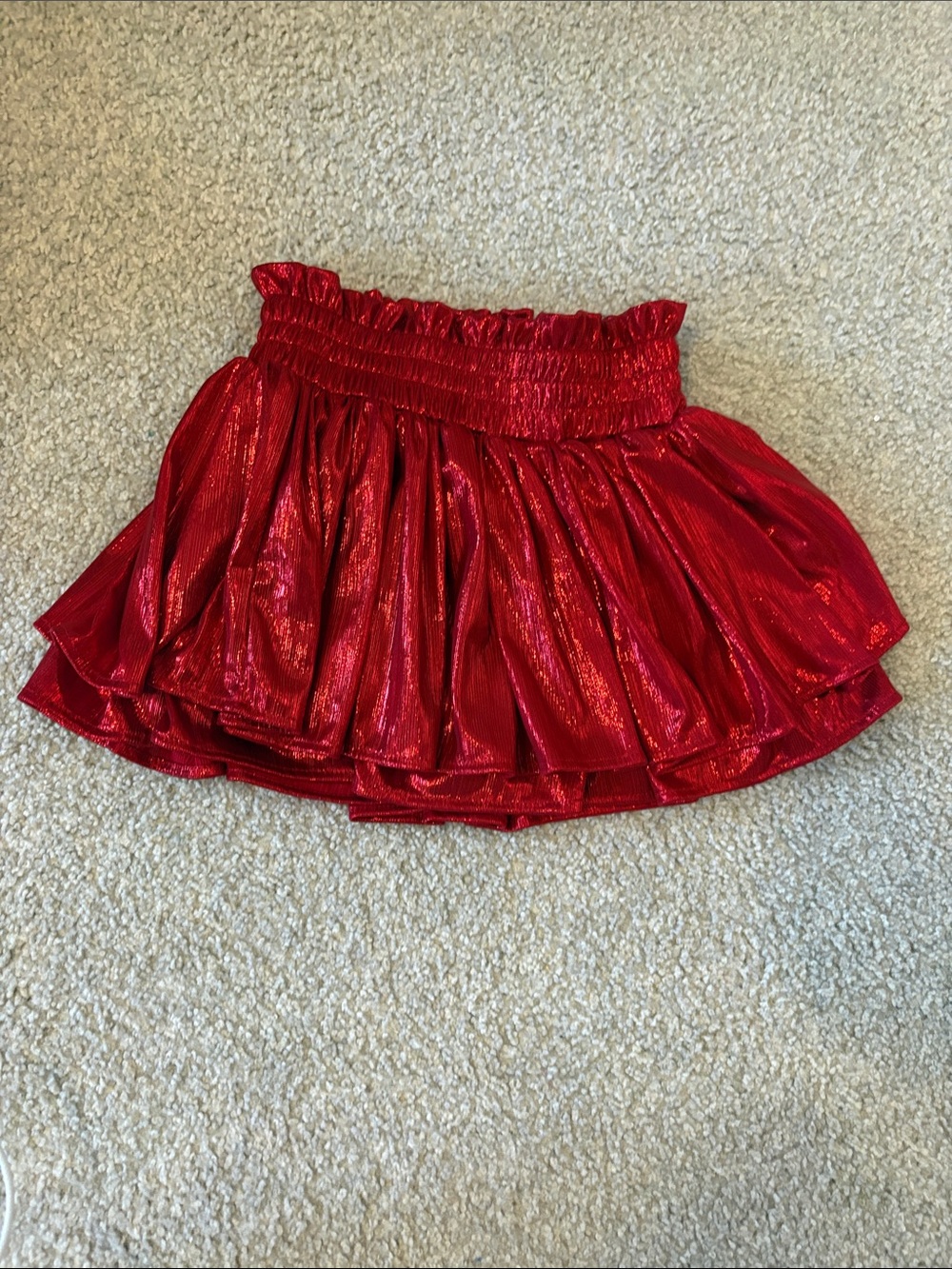 Tweenstyle Shiny Red Layered Mini Skirt